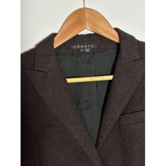 Theory Women's Blazer Size 6 Wool Angora Blazer Jacket Purple Dark Academia - Picture 2 of 12
